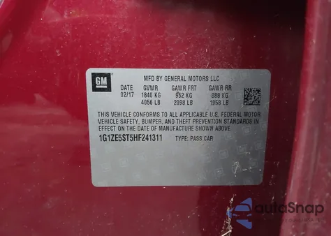 2017 Chevrolet Malibu 1Lt z USA, uszkodzony, nr VIN 1G1ZE5ST5HF241311